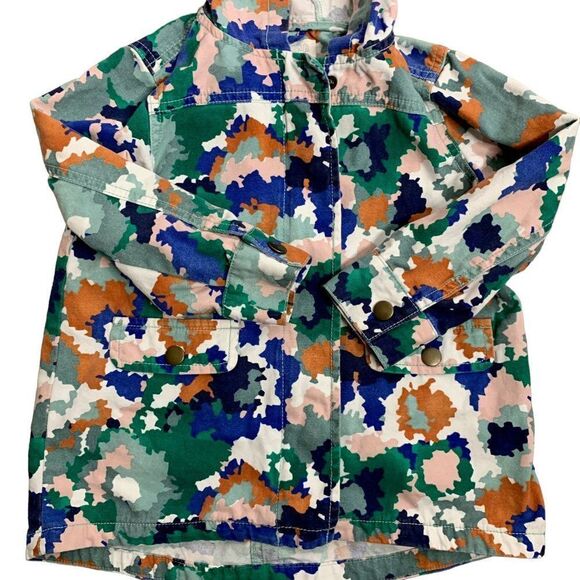 Gymboree Toddler Camo Hooded Jacket XS Multicolored Pockets Long Sleeve Zip Snap - Picture 2 of 6